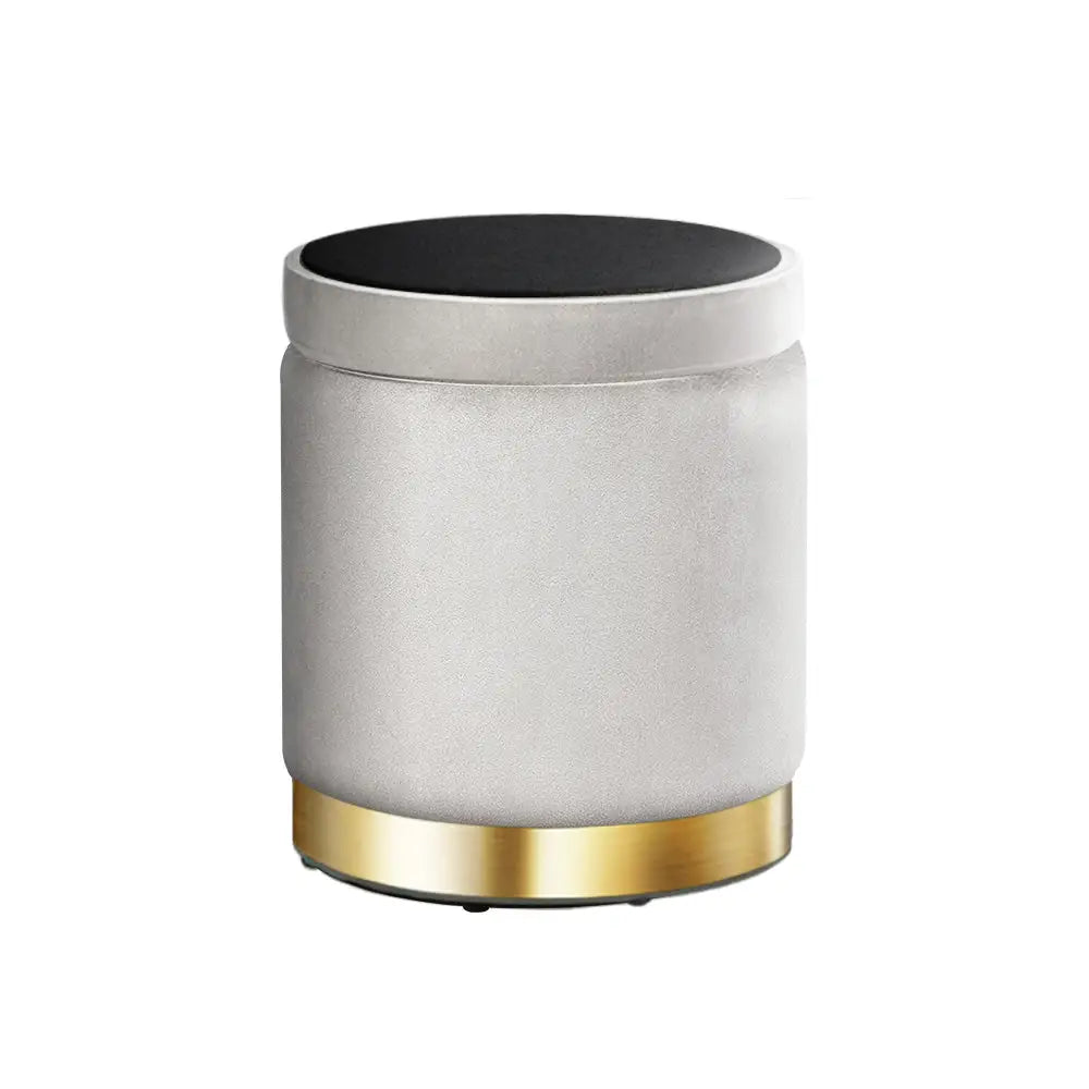 Artiss Ottoman Storage Foot Stool Round Velvet Grey - Furniture > Living Room