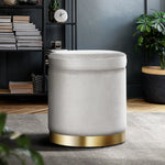 Artiss Ottoman Storage Foot Stool Round Velvet Grey - Furniture > Living Room