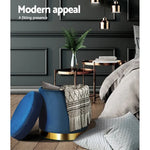 Artiss Ottoman Storage Foot Stool Round Velvet Navy - Furniture > Living Room