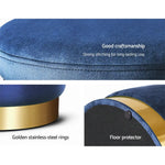 Artiss Ottoman Storage Foot Stool Round Velvet Navy - Furniture > Living Room