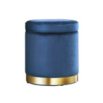 Artiss Ottoman Storage Foot Stool Round Velvet Navy - Furniture > Living Room