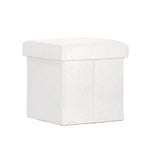 Artiss Ottoman Storage Foot Stool Square Teddy Fabric Pink - Furniture > Living Room