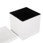 Artiss Ottoman Storage Foot Stool Square Teddy Fabric Pink - Furniture > Living Room