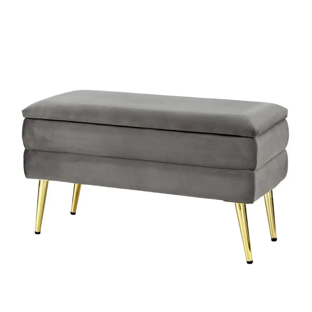 Artiss Ottoman Storage Foot Stool Velvet Grey - Furniture > Living Room > Ottomans & Footstools