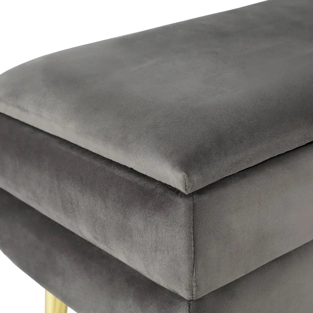 Artiss Ottoman Storage Foot Stool Velvet Grey - Furniture > Living Room > Ottomans & Footstools