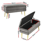 Artiss Ottoman Storage Foot Stool Velvet Grey - Furniture > Living Room > Ottomans & Footstools