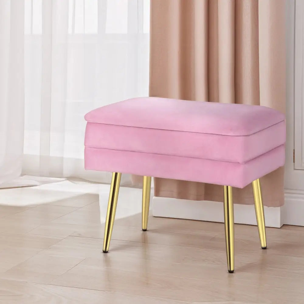 Artiss Ottoman Storage Foot Stool Velvet Pink - Furniture > Living Room