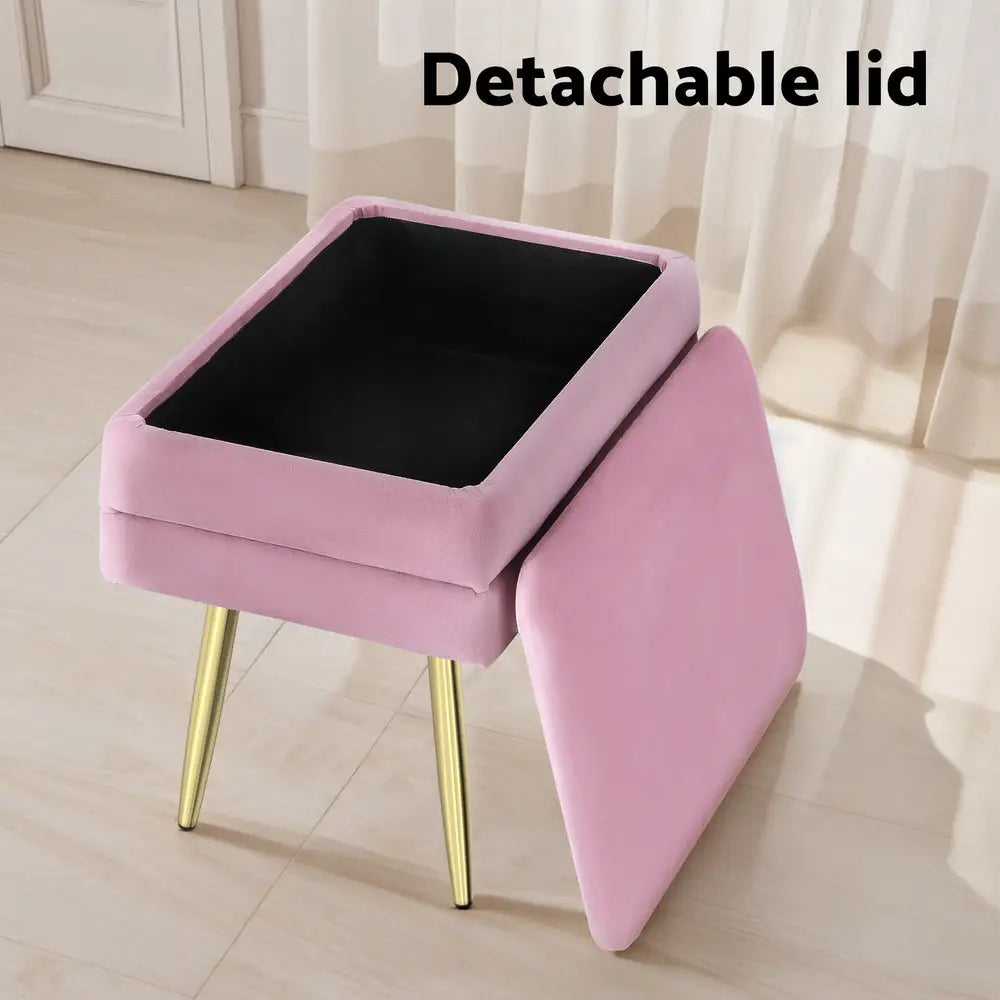Artiss Ottoman Storage Foot Stool Velvet Pink - Furniture > Living Room