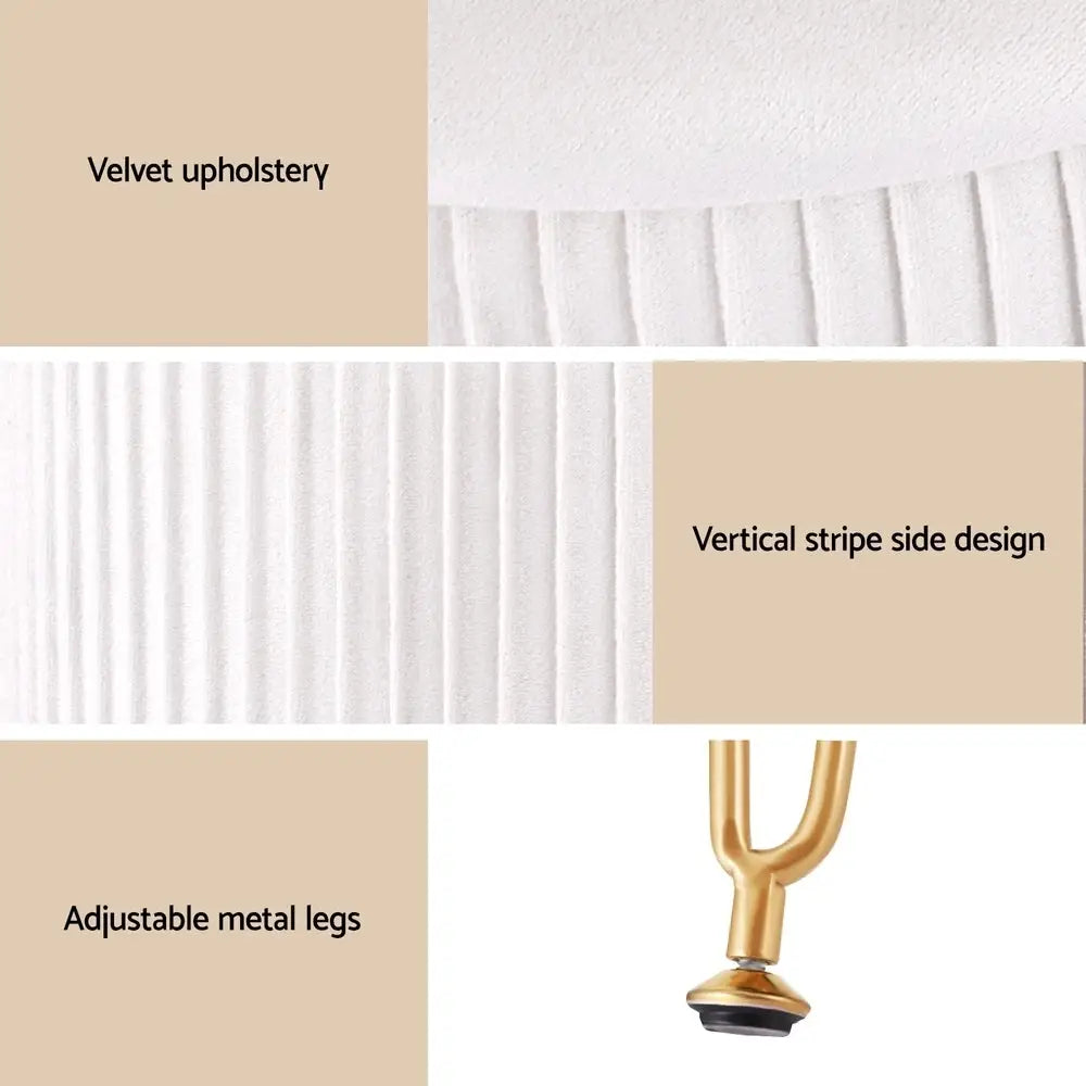 Artiss Ottoman Storage Foot Stool Velvet Round White - Furniture > Living Room > Ottomans & Footstools