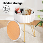 Artiss Ottoman Storage Foot Stool Velvet Round White - Furniture > Living Room > Ottomans & Footstools