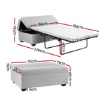 Artiss Ottoman Storage Sofa Bed 112cm Foldable Grey - Furniture > Sofas > Sofas & Sofa Beds