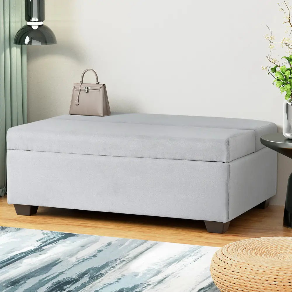 Artiss Ottoman Storage Sofa Bed 112cm Foldable Grey - Furniture > Sofas > Sofas & Sofa Beds
