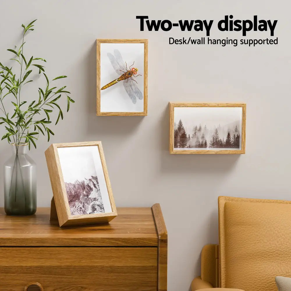 Two-way wooden Artiss Photo Frames suitable for desks or wall mounting