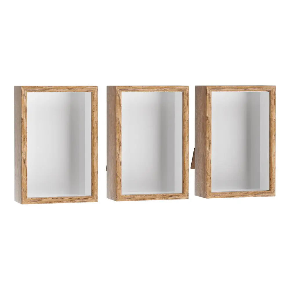 Three identical Artiss photo frames with wooden frames mounted side by side