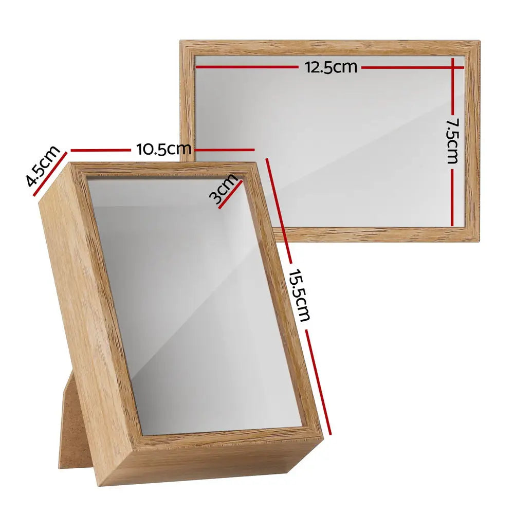 Wooden-framed mirror with red measurement lines from Artiss Photo Frame 3PCS set