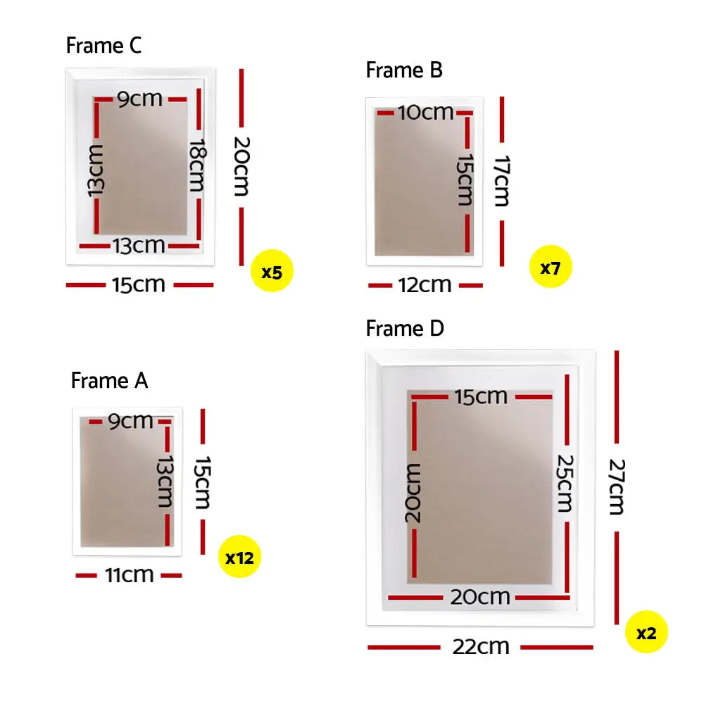 Artiss Photo Frames Art Holder 26PCS 8x10’’ 5x7’’ 4x6’’ 3.5x5’’ White - Home & Garden > Decor > Picture Frames