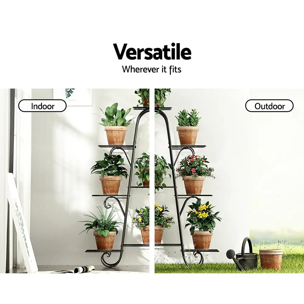 Artiss Plant Stand 9 Tier Metal Flower Pot Shelf Black - Furniture > Living Room