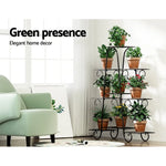 Artiss Plant Stand 9 Tier Metal Flower Pot Shelf Black - Furniture > Living Room