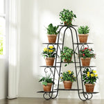 Artiss Plant Stand 9 Tier Metal Flower Pot Shelf Black - Furniture > Living Room