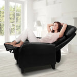 Artiss PU Leather Reclining Armchair - Black - Furniture > Living Room