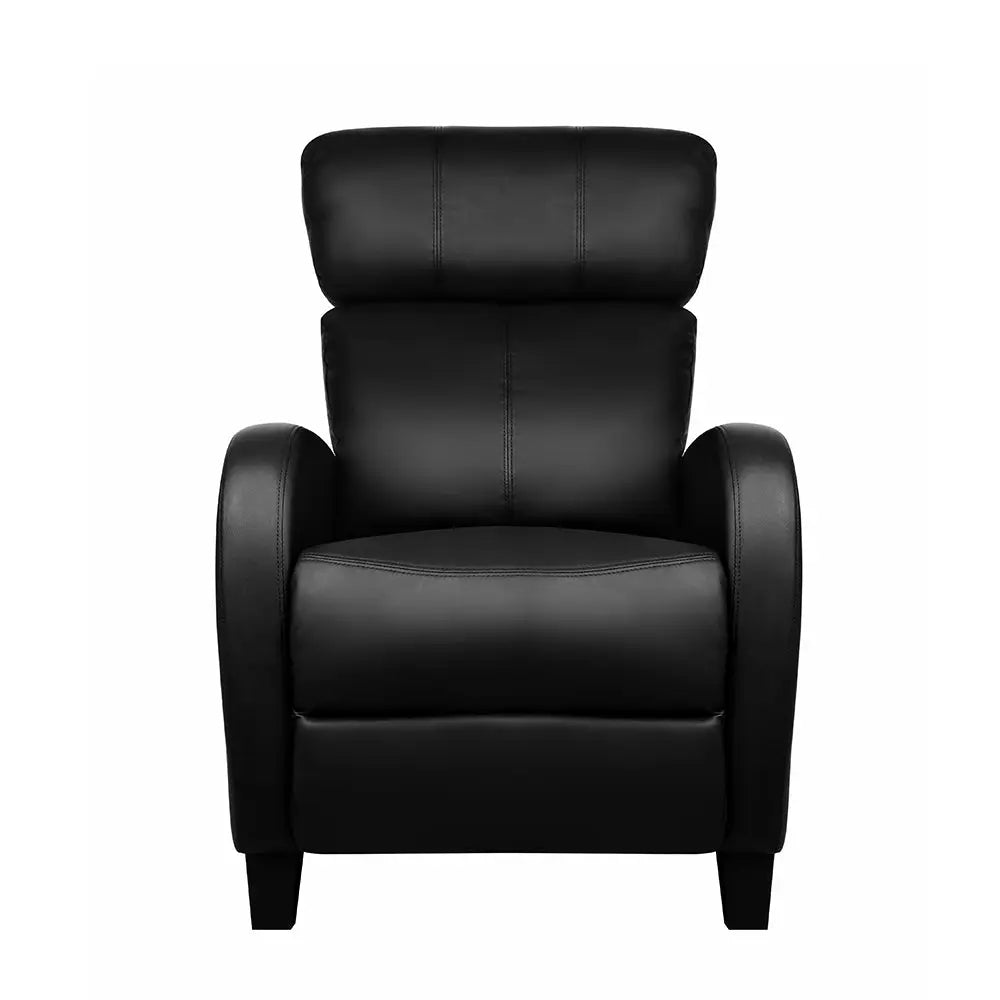 Artiss PU Leather Reclining Armchair - Black - Furniture > Living Room