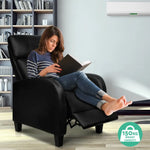 Artiss PU Leather Reclining Armchair - Black - Furniture > Living Room
