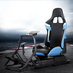 Artiss Racing Simulator Cockpit Steering Wheel Gaming Chair Blue - Furniture > Bar Stools & Chairs > Gaming Chairs