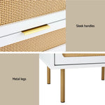 Artiss Rattan Bedside Table 2 Drawers Pine - Furniture > Bedroom > Bedside Tables