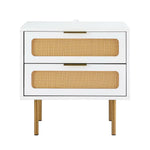 Artiss Rattan Bedside Table 2 Drawers Pine - Furniture > Bedroom > Bedside Tables
