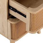 Artiss Rattan Bedside Table Drawers Side End Table Storage Nightstand Oak NORA - Furniture > Bedroom