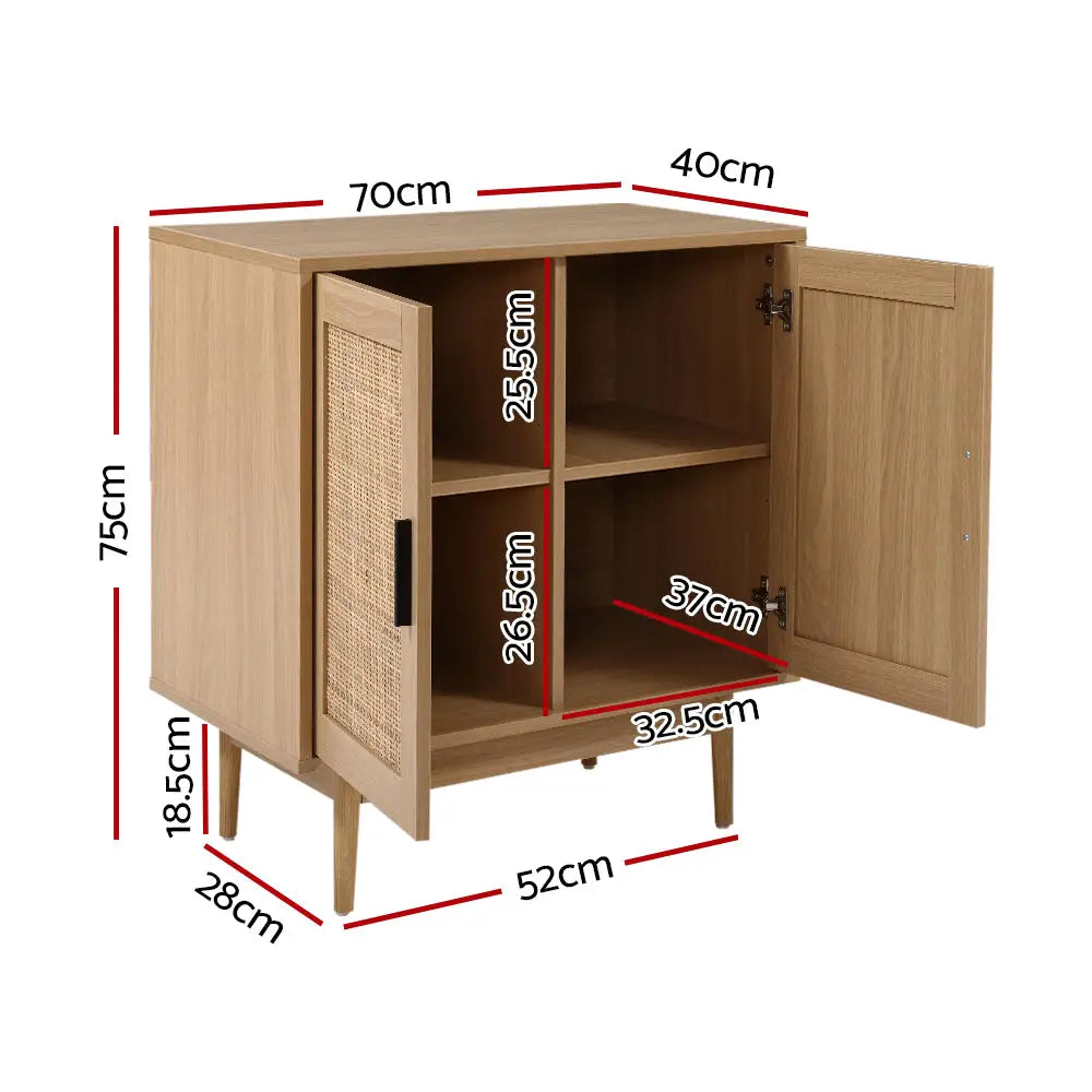 Artiss Rattan Buffet Sideboard 2 Doors - BRIONY Oak - Furniture > Dining