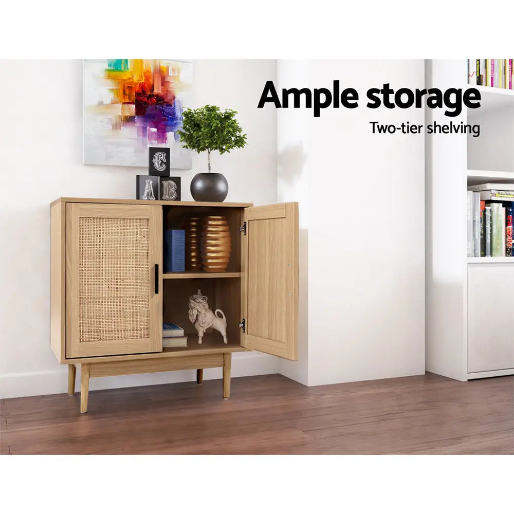 Artiss Rattan Buffet Sideboard 2 Doors - BRIONY Oak - Furniture > Dining