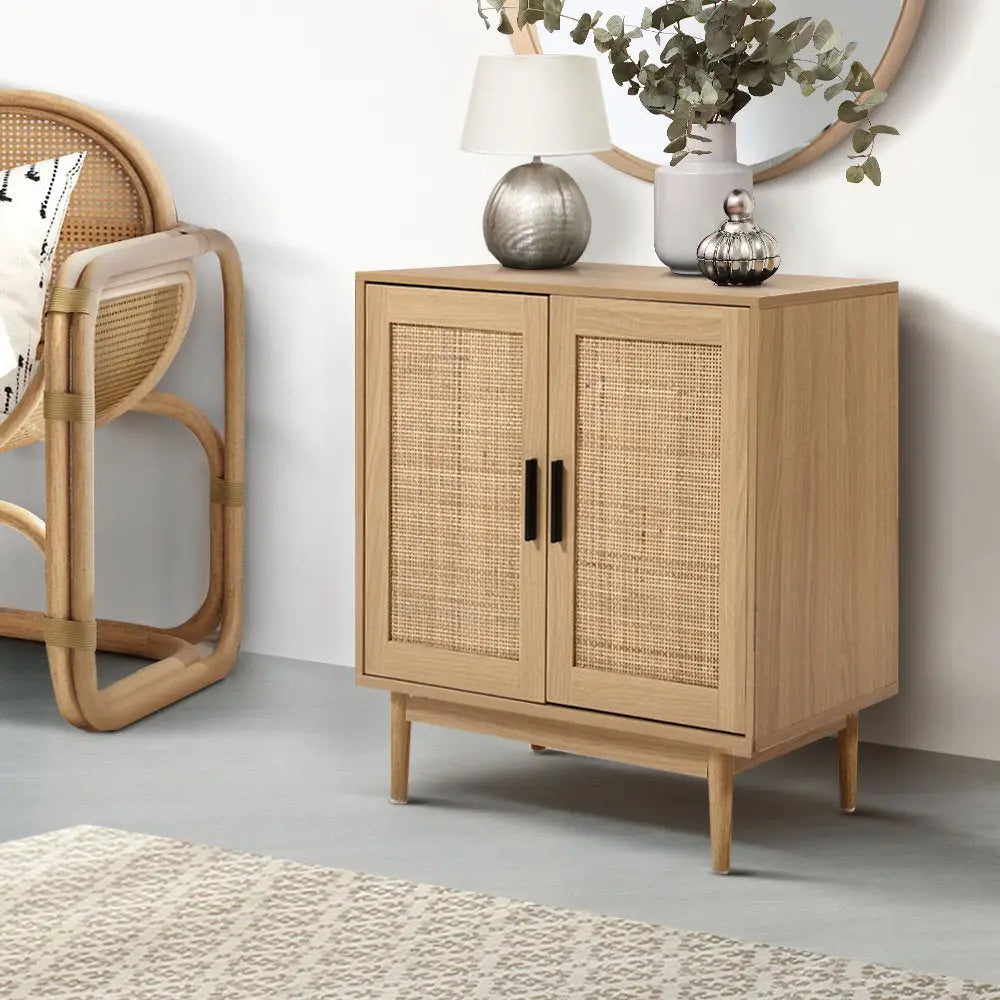 Artiss Rattan Buffet Sideboard 2 Doors - BRIONY Oak - Furniture > Dining