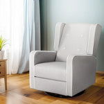 Artiss Recliner Armchair 360° Swivel Grey Fabric - Furniture > Bar Stools & Chairs