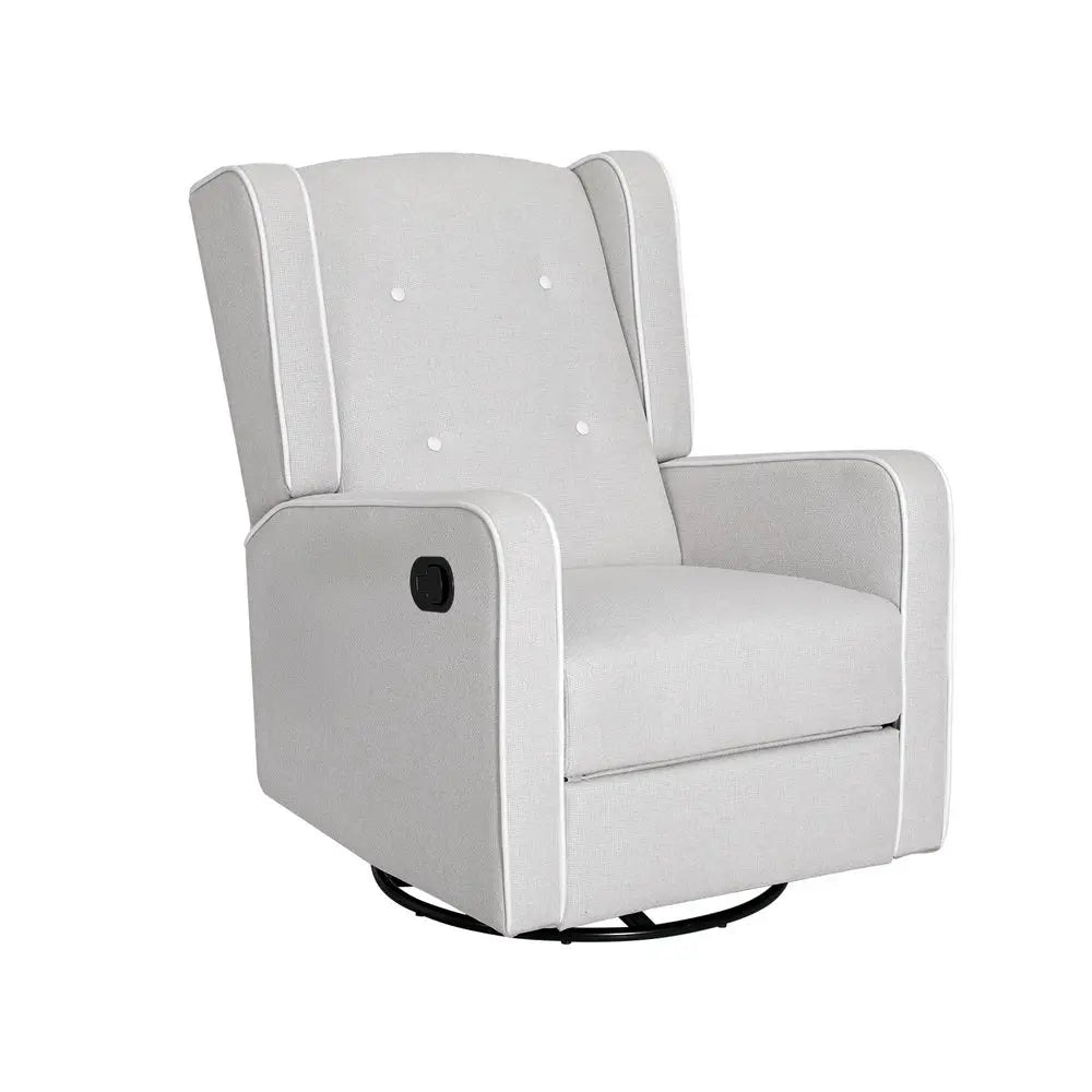 Artiss Recliner Armchair 360° Swivel Grey Fabric - Furniture > Bar Stools & Chairs