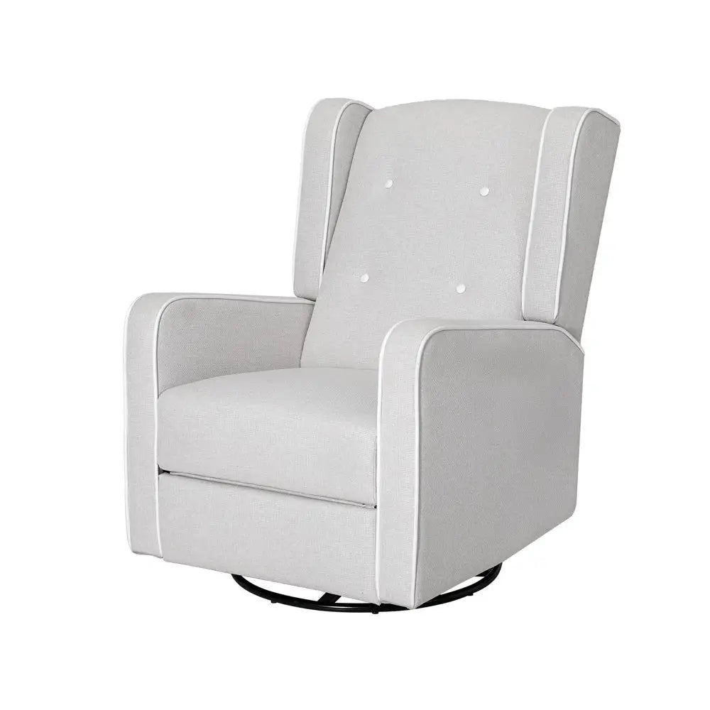 Artiss Recliner Armchair 360° Swivel Grey Fabric - Furniture > Bar Stools & Chairs