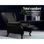 Artiss Recliner Armchair Black Faux Leather Domini - Furniture > Living Room