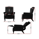 Artiss Recliner Armchair Black Faux Leather Domini - Furniture > Living Room