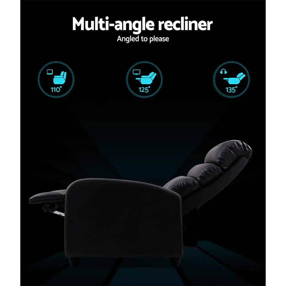 Artiss Recliner Armchair Brown Faux Leather Bolivia - Furniture > Living Room