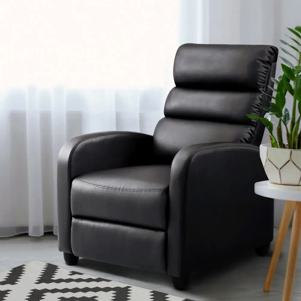 Artiss Recliner Armchair Brown Faux Leather Bolivia - Furniture > Living Room