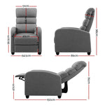 Artiss Recliner Armchair Grey Fabric Bolivia - Furniture > Living Room