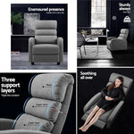 Artiss Recliner Armchair Grey Fabric Bolivia - Furniture > Living Room