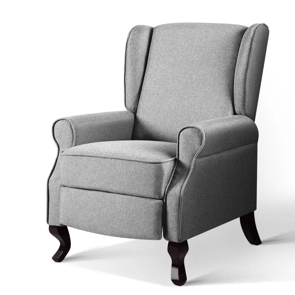 Artiss Recliner Armchair Grey Fabric Domini - Furniture > Living Room