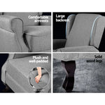 Artiss Recliner Armchair Grey Fabric Domini - Furniture > Living Room