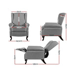 Artiss Recliner Armchair Grey Fabric Domini - Furniture > Living Room