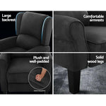 Artiss Recliner Chair Adjustable Sofa Lounge Soft Suede Armchair Couch Charcoal - Furniture > Living Room