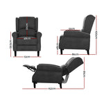 Artiss Recliner Chair Adjustable Sofa Lounge Soft Suede Armchair Couch Charcoal - Furniture > Living Room