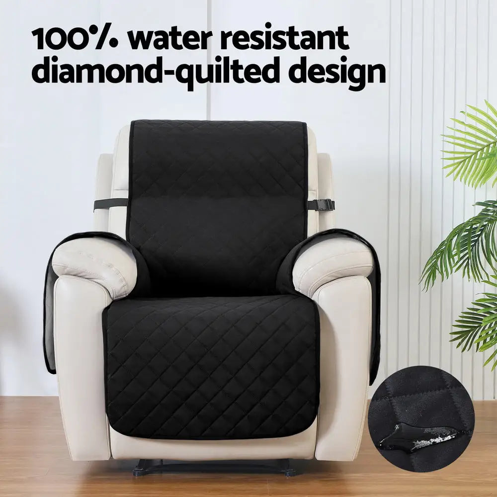 Artiss Recliner Chair Cover 100% Water Resistant Black - Furniture > Bar Stools & Chairs > Table & Bar Stools