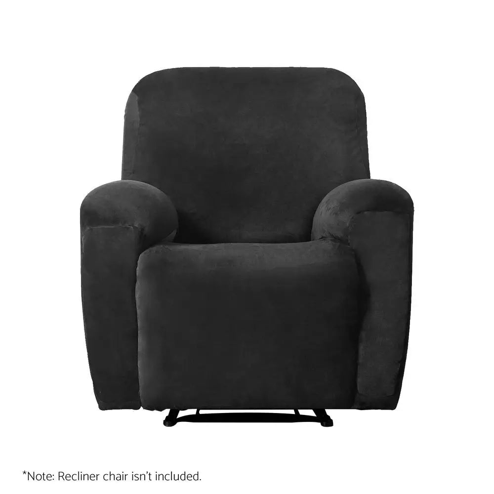Artiss Recliner Chair Covers 1 Seater Velvet Black - Furniture > Bar Stools & Chairs > Arm Chairs & Recliners