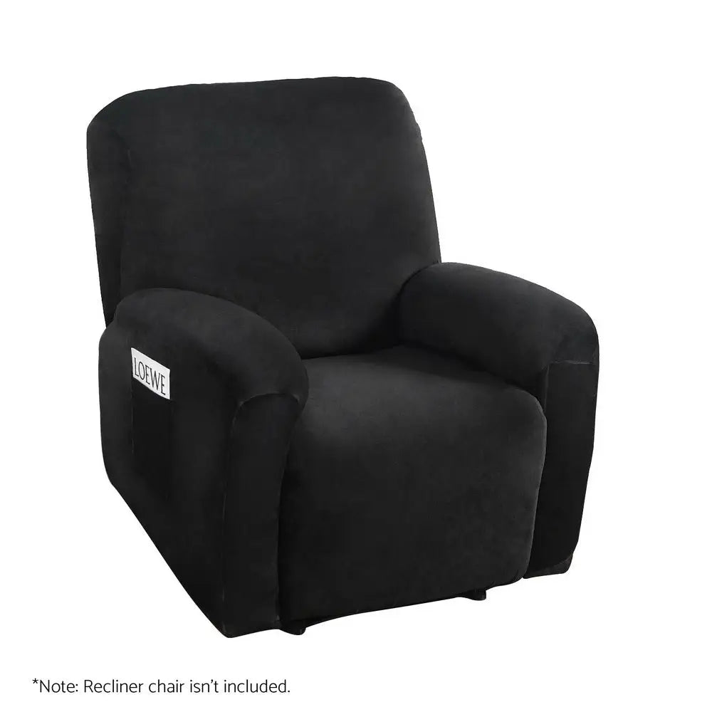 Artiss Recliner Chair Covers 1 Seater Velvet Black - Furniture > Bar Stools & Chairs > Arm Chairs & Recliners